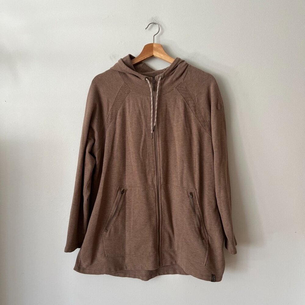 L.L. Bean Full Zip Hooded Sweatshirt Light Brown Women's Size XL Petite